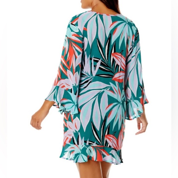 Anne Cole Multicolor Leaf Print Swim Cover-Up - Picture 5 of 6